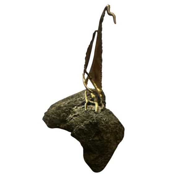 Vintage Brutalist Midcentury Modern MCM Sailing Boat Stone Metal Handmade Art - Picture 4 of 7